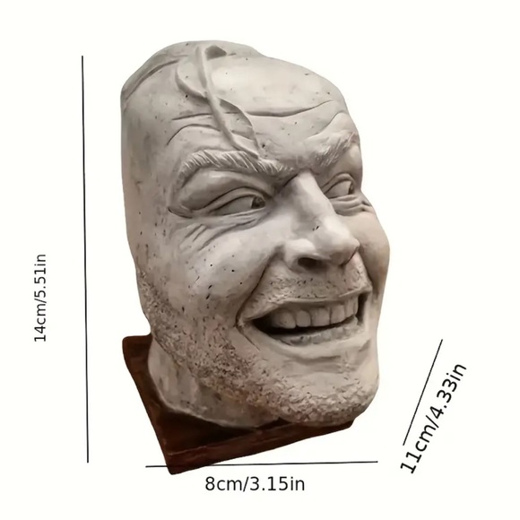 🆕 “Here’s Johnny” Sculptured Head, Resin Tabletop Decoration Bookshelf Film - Picture 3 of 11